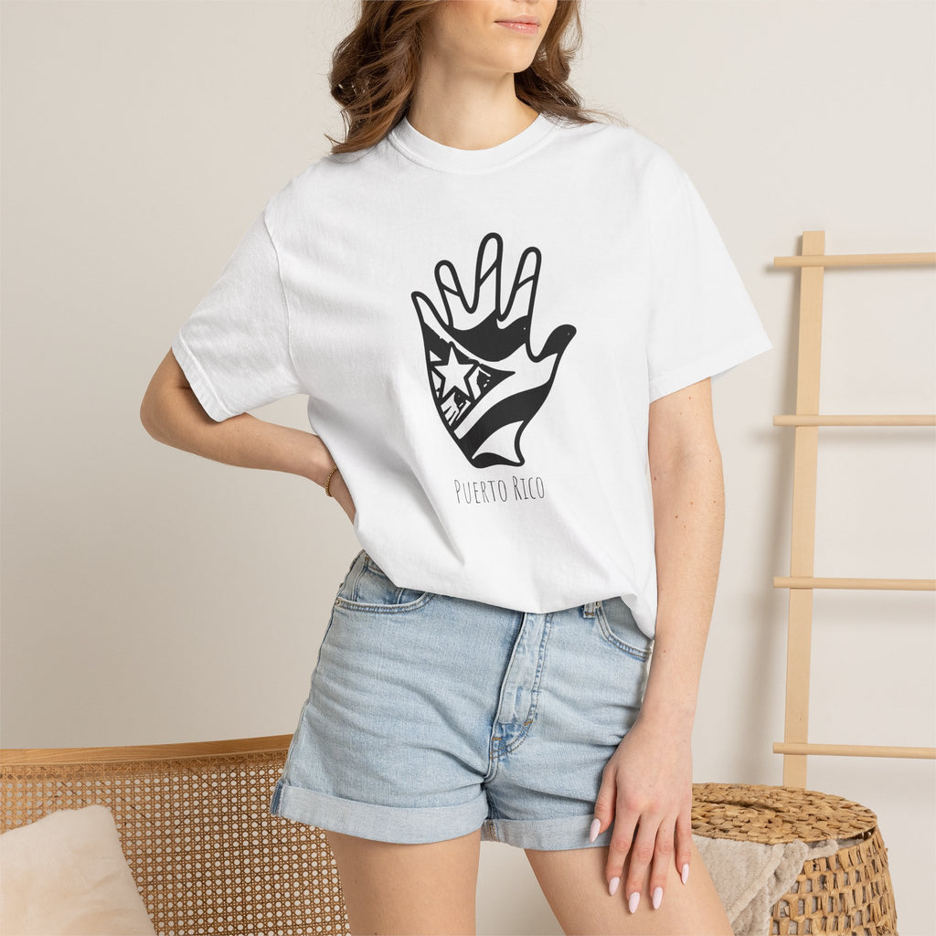 Puerto Rico Hand Graphic T-Shirt — Puerto Rican Flag Palm Tee