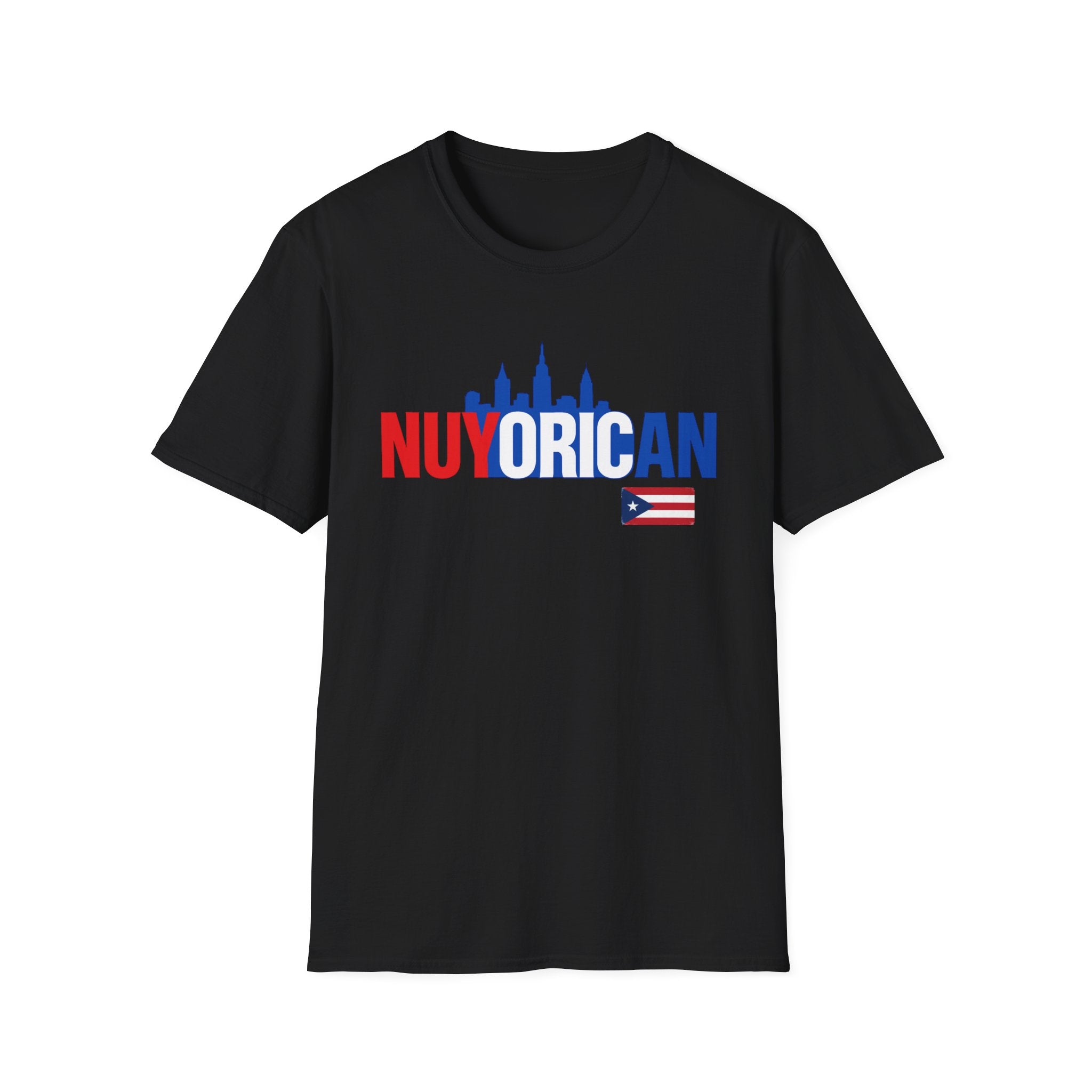Nuyorican Skyline T-Shirt with Puerto Rico Flag – Retro NYC Pride Tee