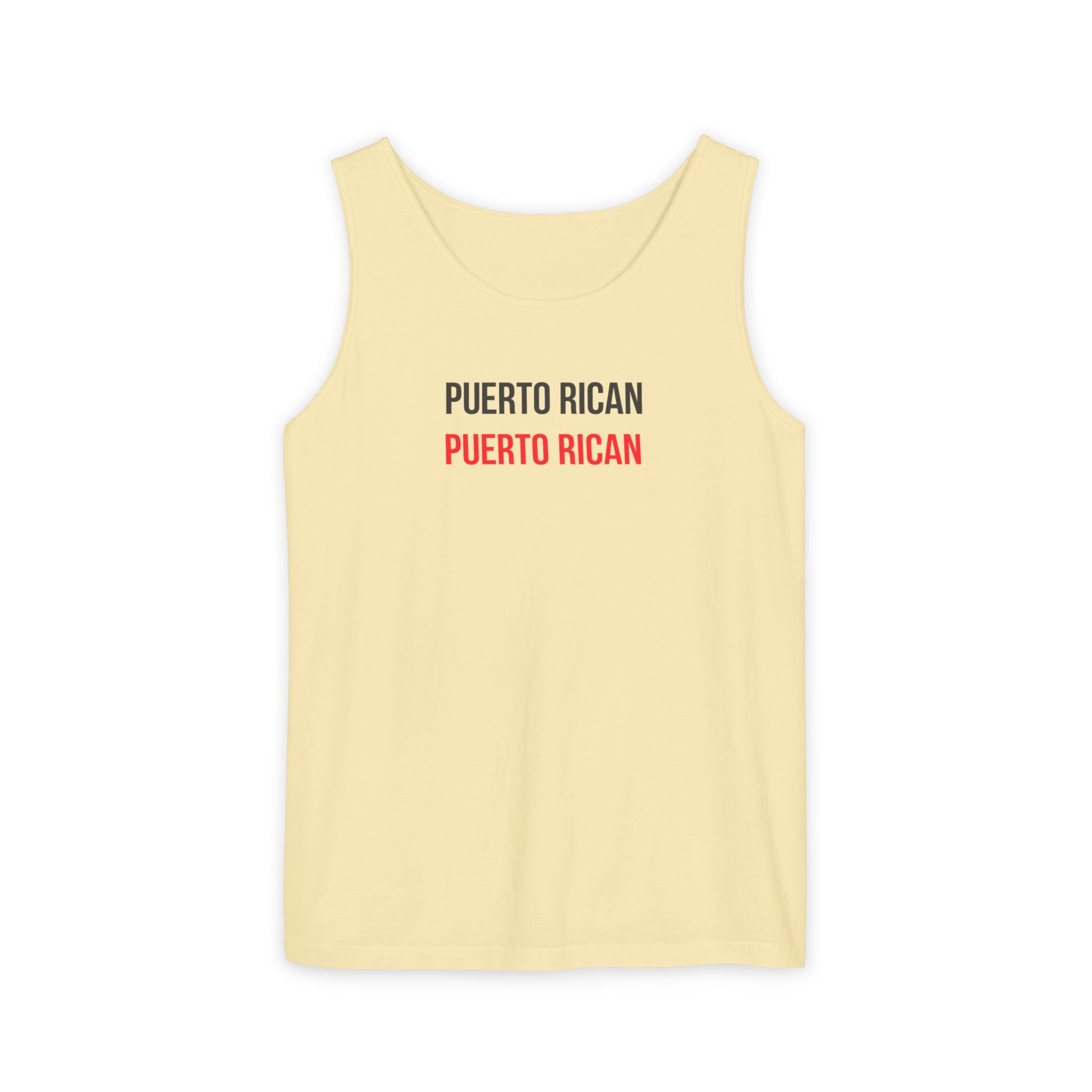 Puerto Rican Text Tank Top — "Puerto Rican" Repeated Graphic Tank
