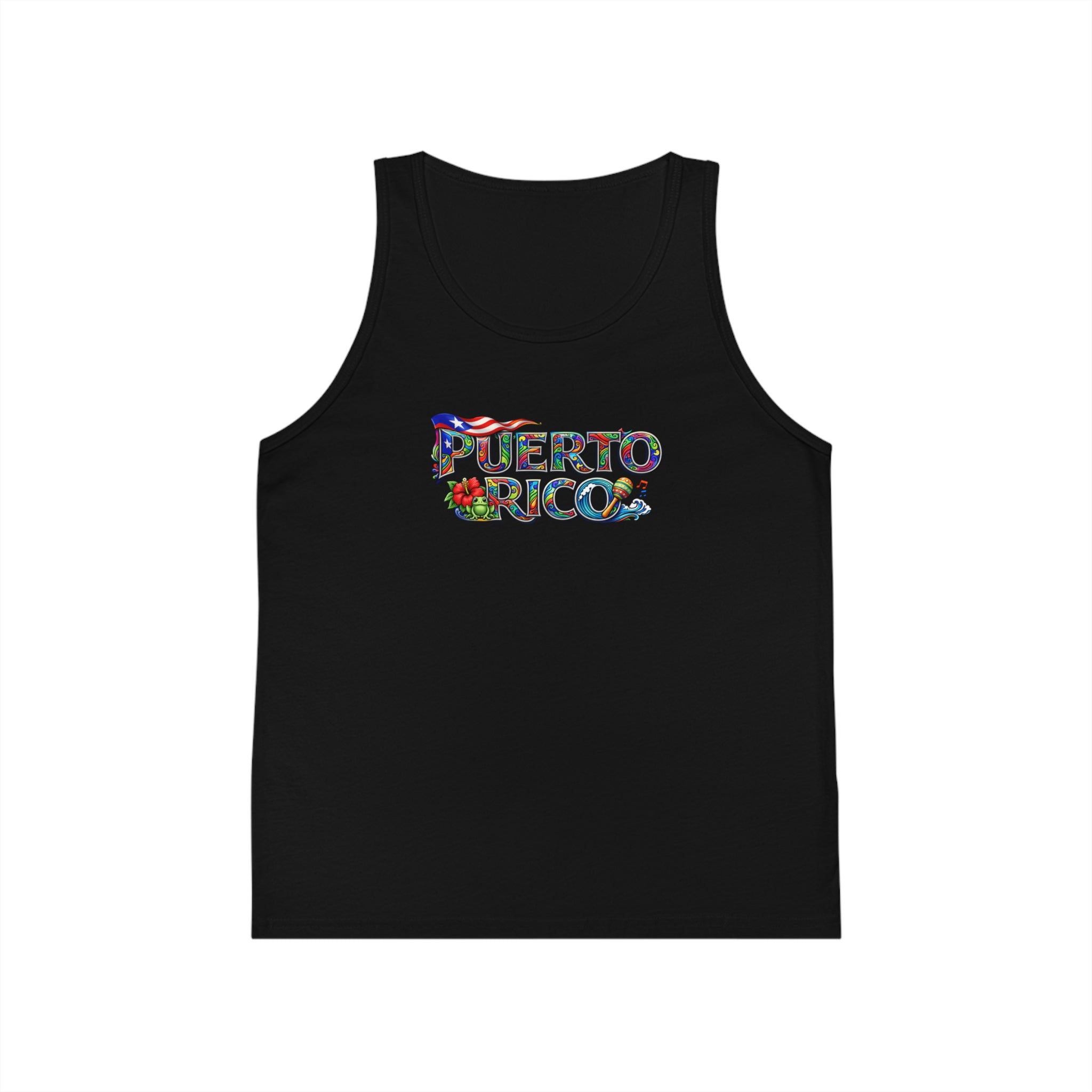 Puerto Rico Kids Tank Top — Colorful Island Map & Flag Graphic