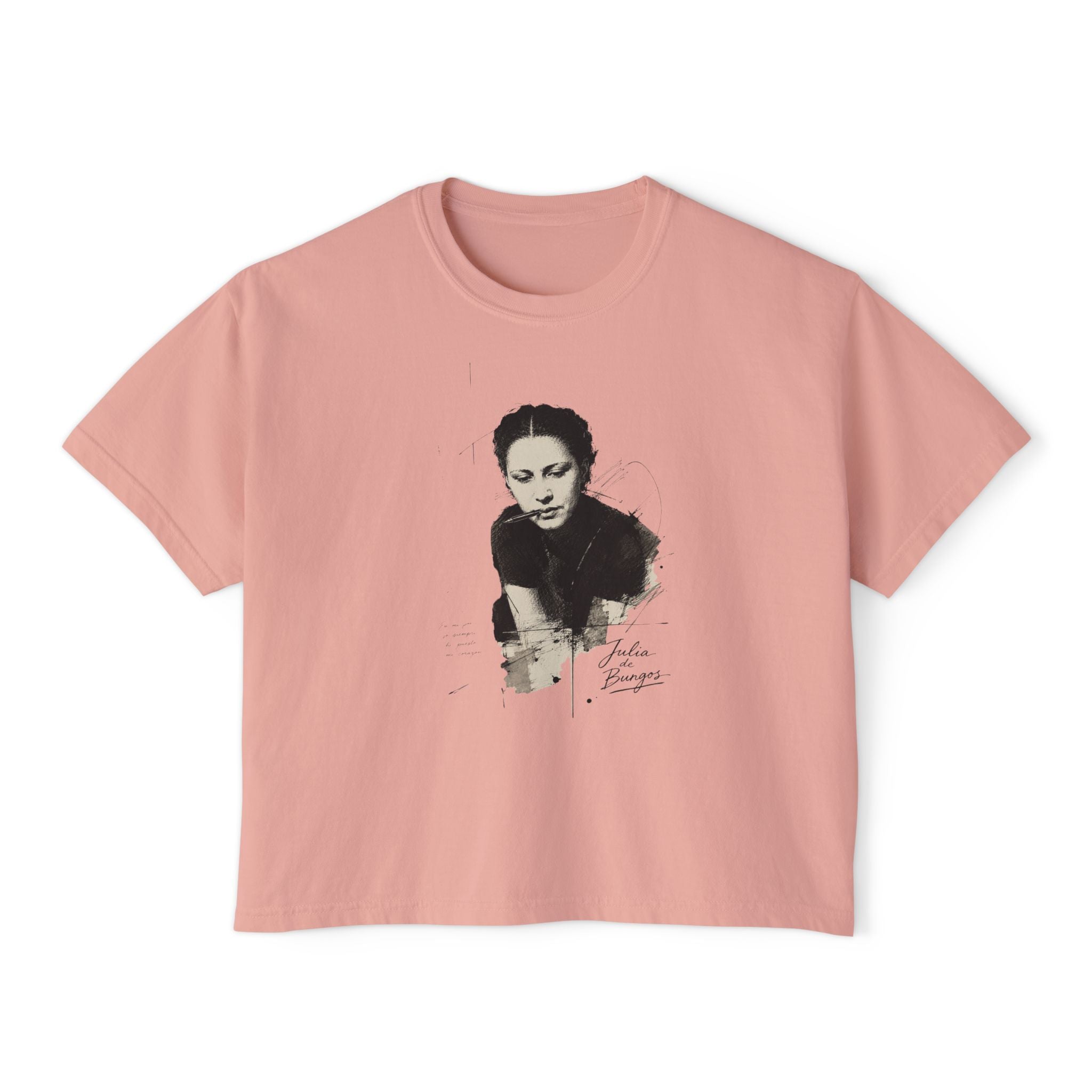 Boxy Tee — Vintage Portrait Graphic "Julia de Burgos" poem Women's Cropped T-Shirt