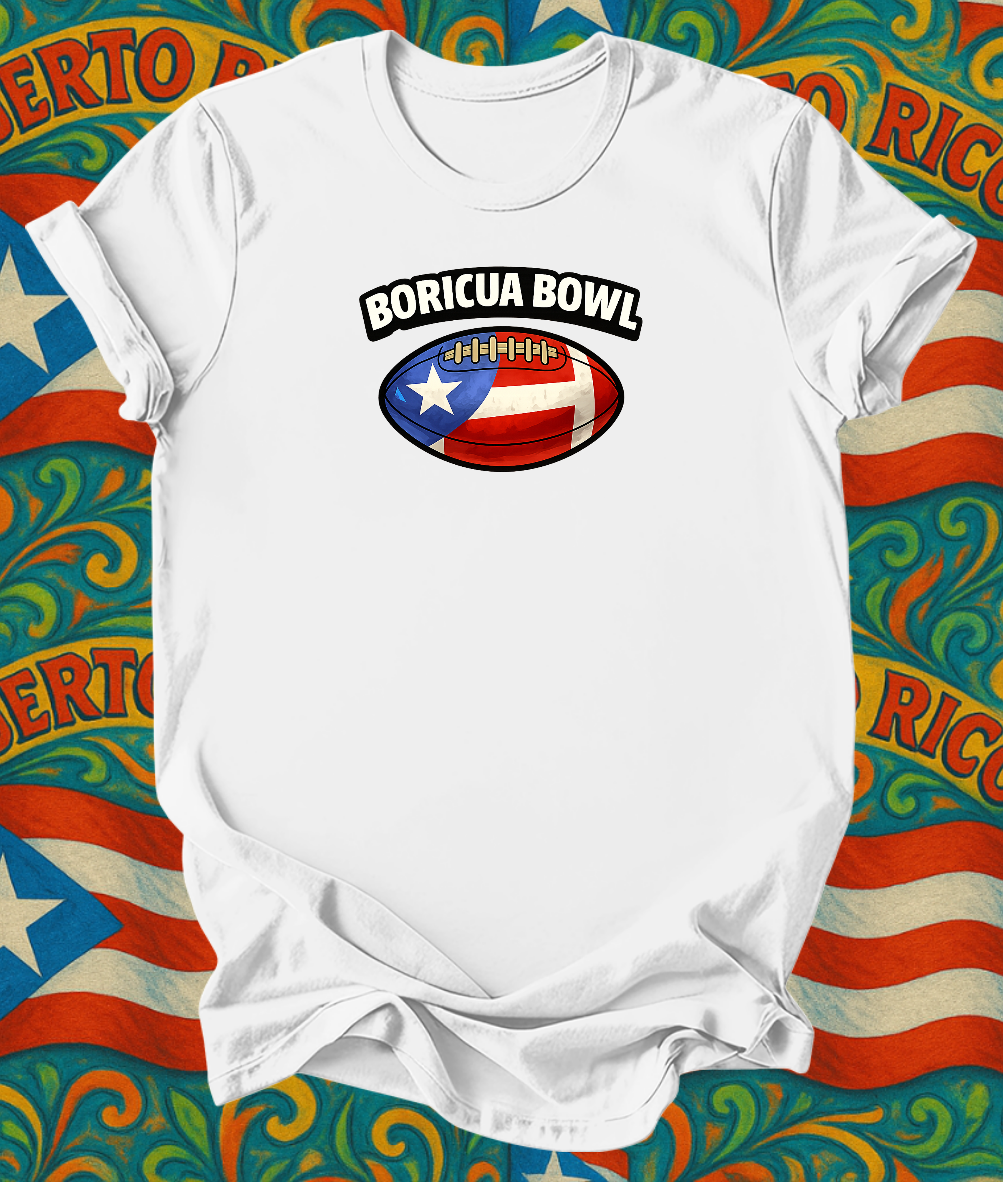Boricua Bowl Puerto Rican Flag Football T-Shirt