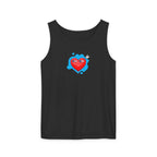 Heart Shield Tank Top — Cute Pixel Heart with Boricua Sunglasses Graphic