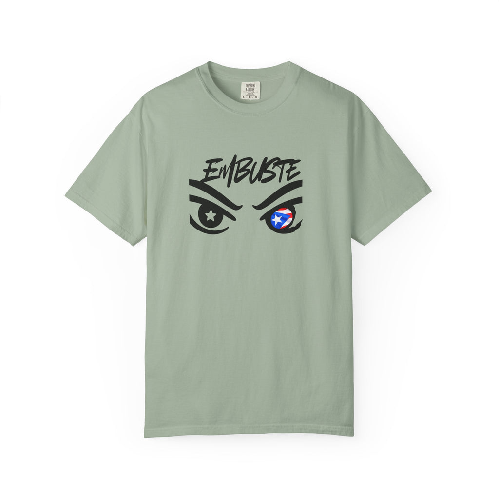 Embuste Eyes Graphic T-Shirt — Bold Script & Star-Spangled Eye Design