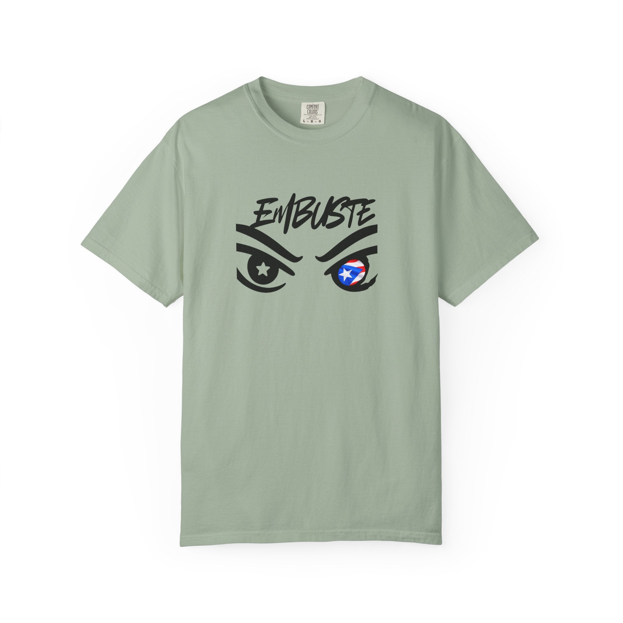 Embuste Eyes Graphic T-Shirt — Bold Script & Star-Spangled Eye Design