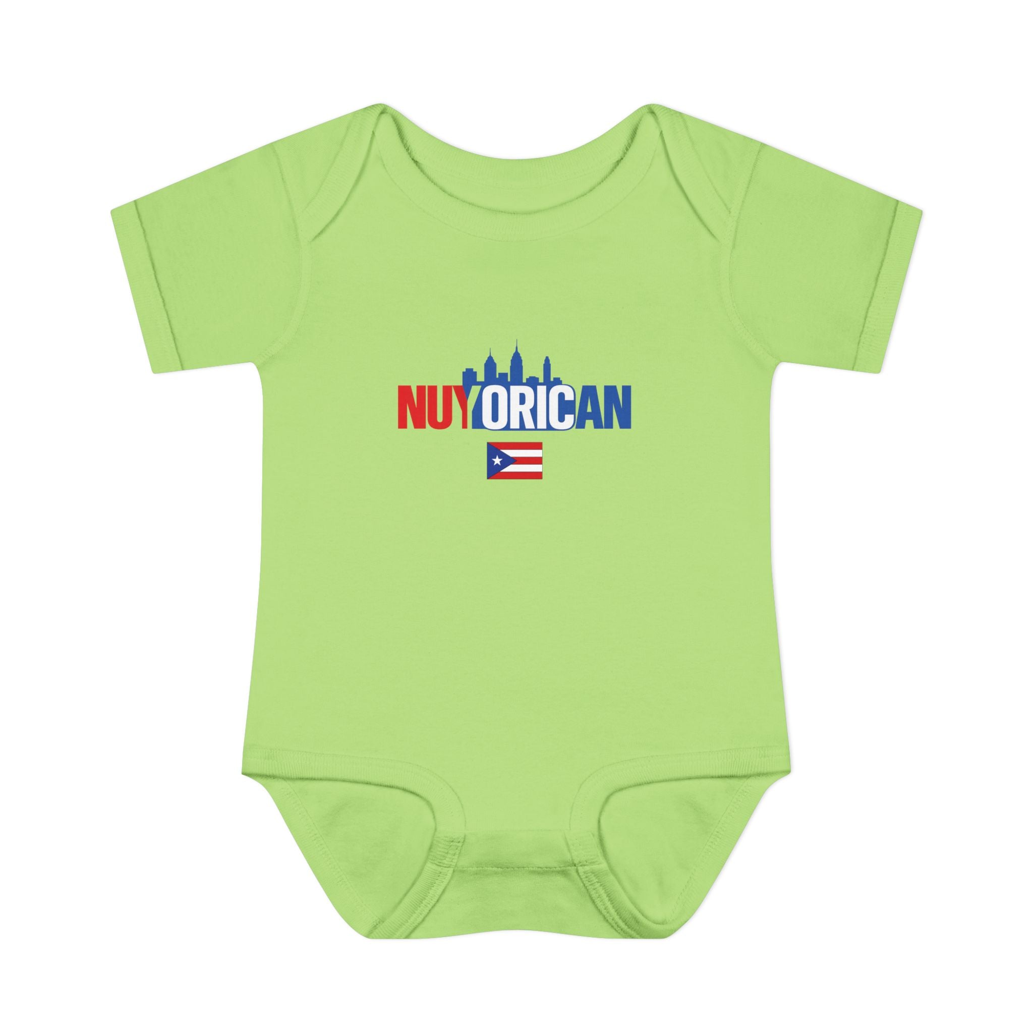 Nuyorican Baby Bodysuit – NYC Skyline Infant Onesie (Red & Blue)