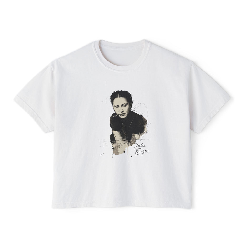 Boxy Tee — Vintage Portrait Graphic "Julia de Burgos" poem Women's Cropped T-Shirt