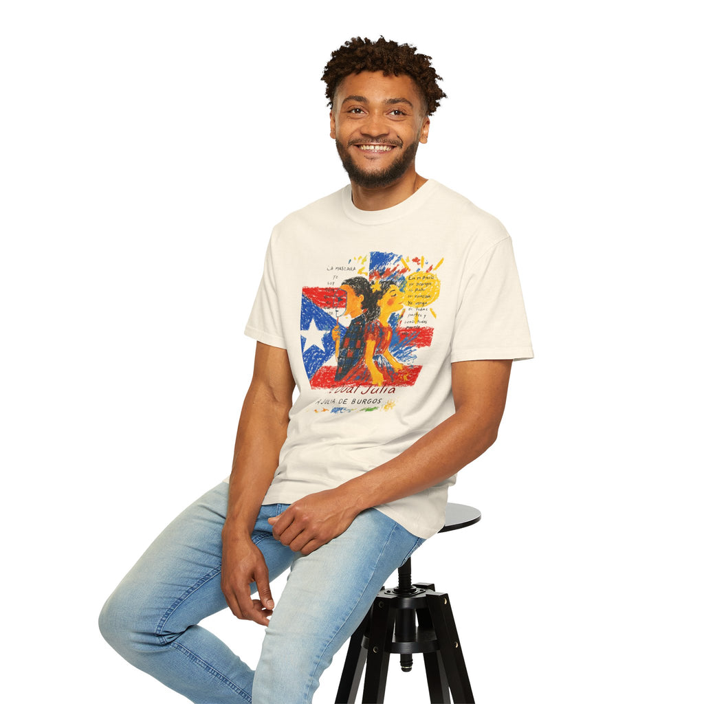 Puerto Rican Flag Art T-Shirt Julia de Burgos homenaje— "The Dua Julia" Illustrated Graphic Tee