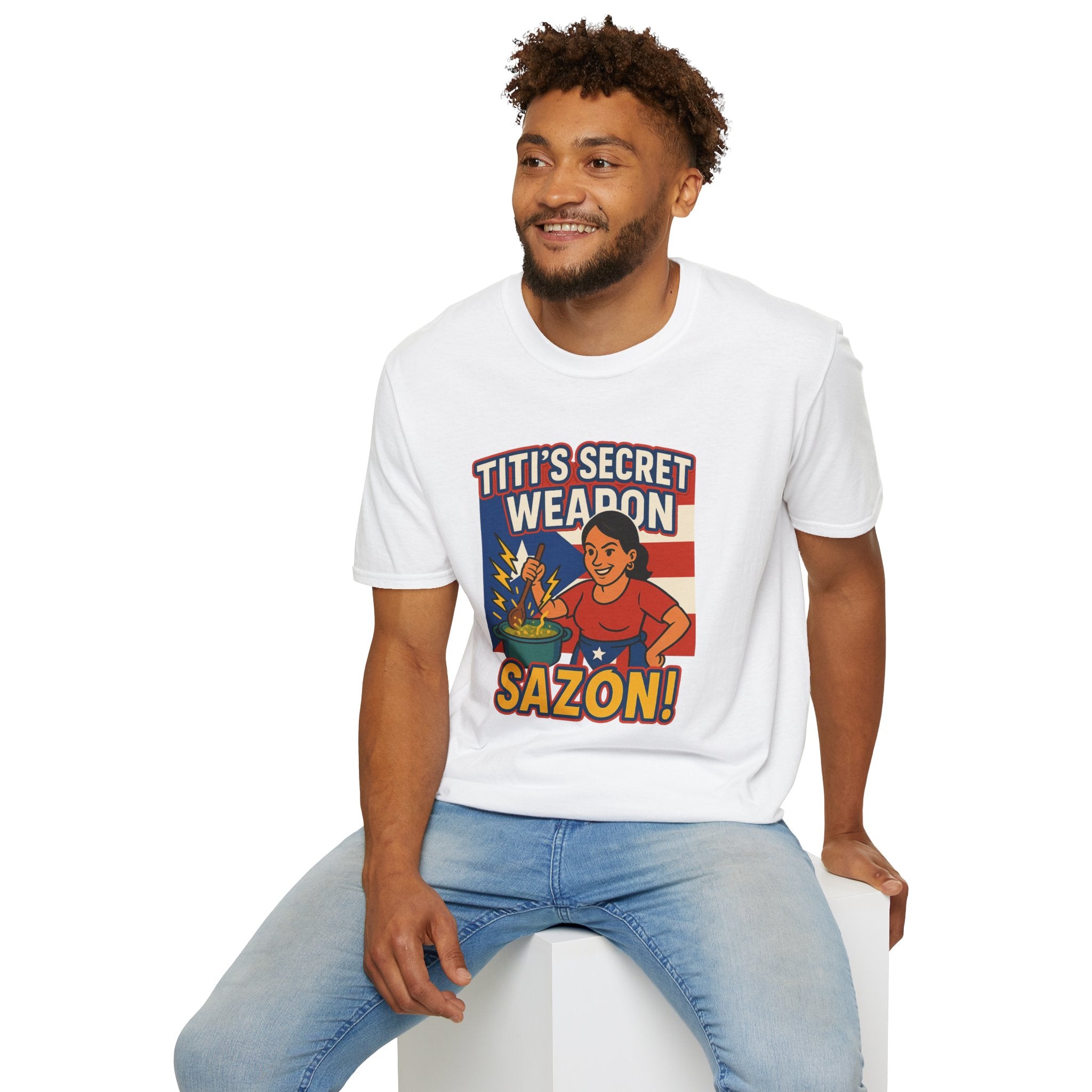 T-Shirt — "Titi's Secret Weapon: Sazón!" Retro Latin Cooking Tee
