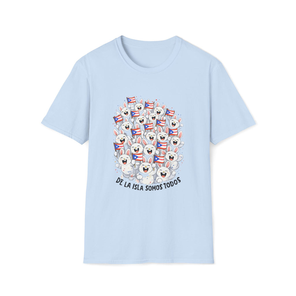 De La Isla Somos Todos T-Shirt — Puerto Rican Pride Flag Cartoon Crew Tee