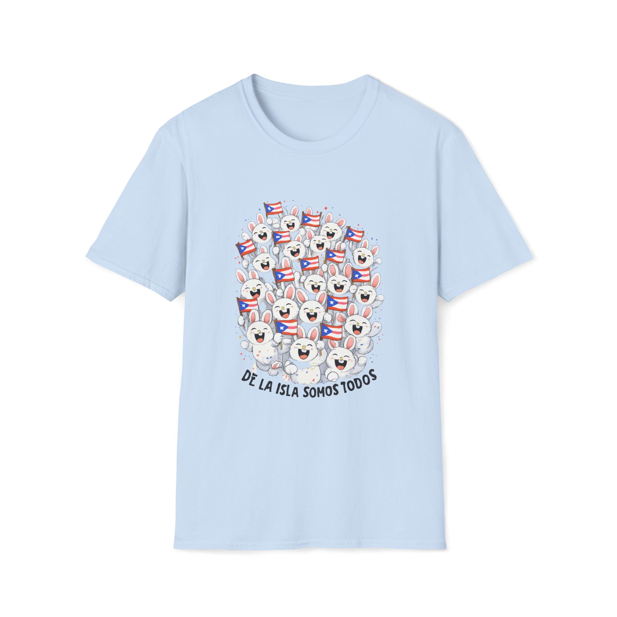 De La Isla Somos Todos T-Shirt — Puerto Rican Pride Flag Cartoon Crew Tee