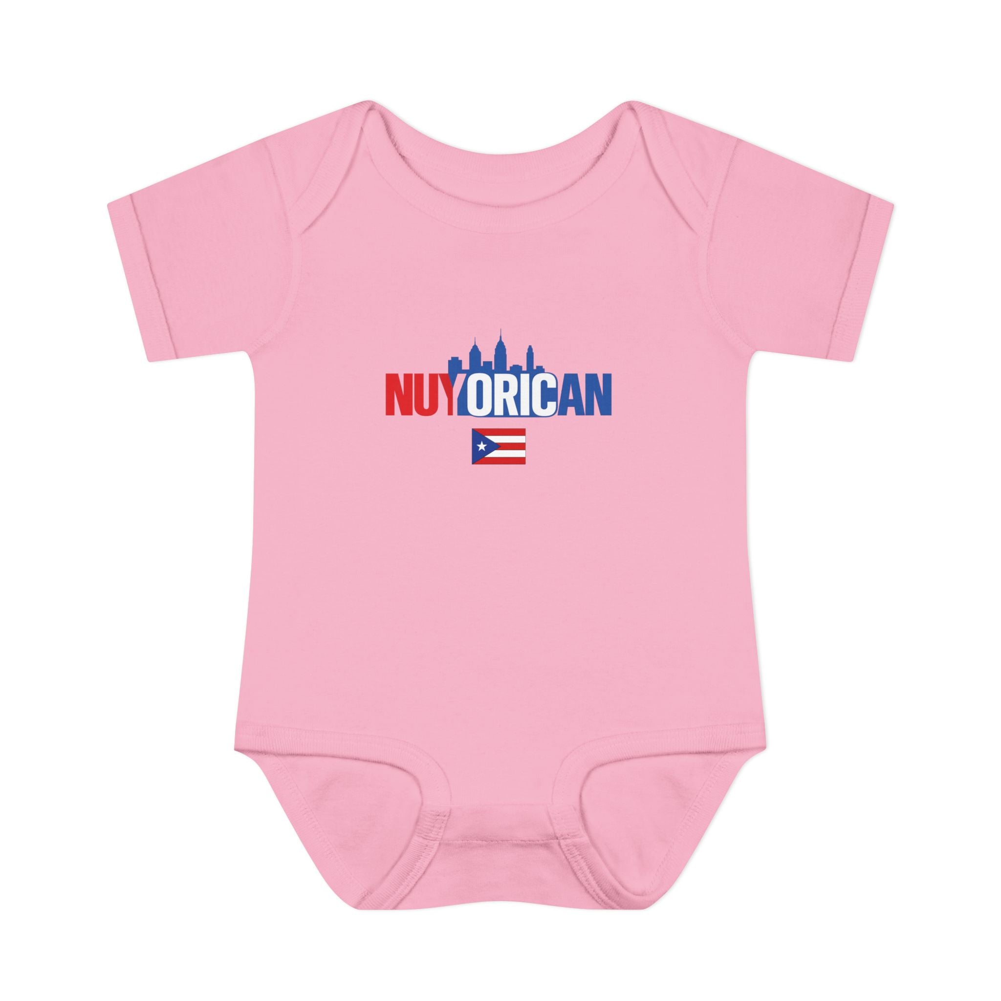 Nuyorican Baby Bodysuit – NYC Skyline Infant Onesie (Red & Blue)