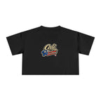 Cali Rican Crop Tee — Puerto Rican Flag Script Graphic