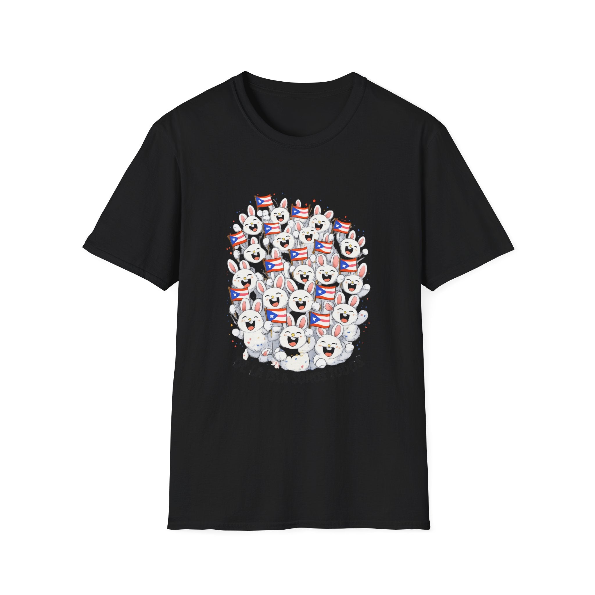 De La Isla Somos Todos T-Shirt — Puerto Rican Pride Flag Cartoon Crew Tee