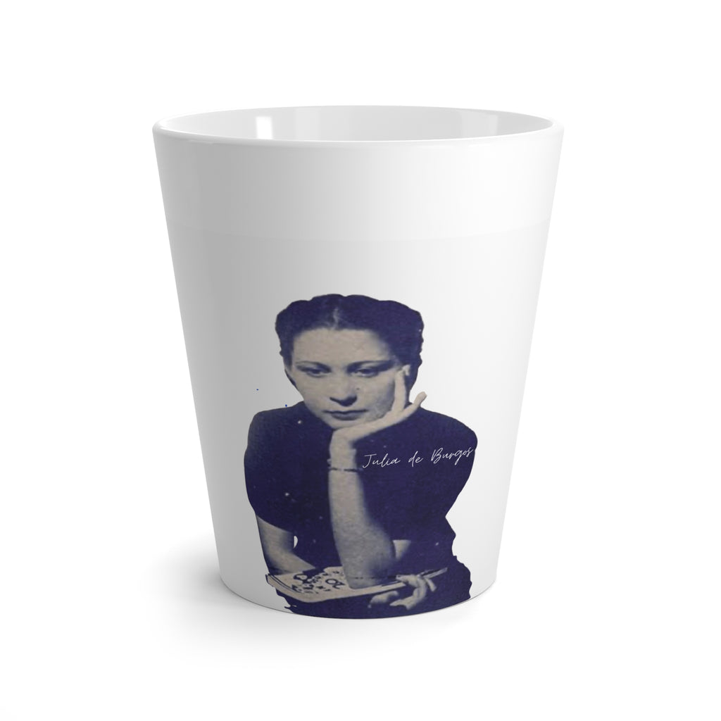 Latte Mug — Vintage Julia de Burgos on Pencil Illustration Coffee Cup