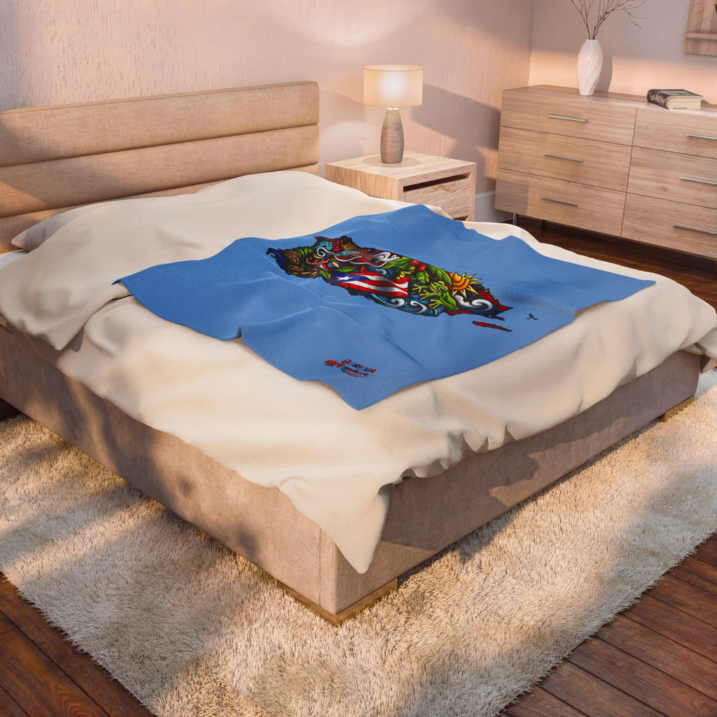 Puerto Rico Velveteen Plush Blanket
