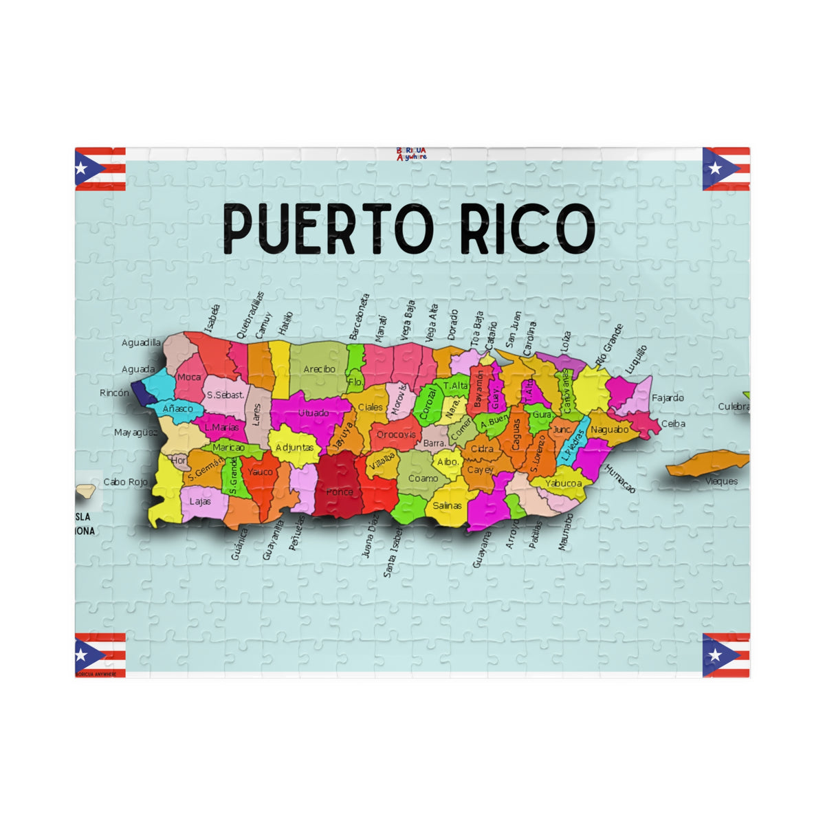 Puerto Rico Map Puzzle 500/1014 Piece | Colorful Municipalities Jigsaw