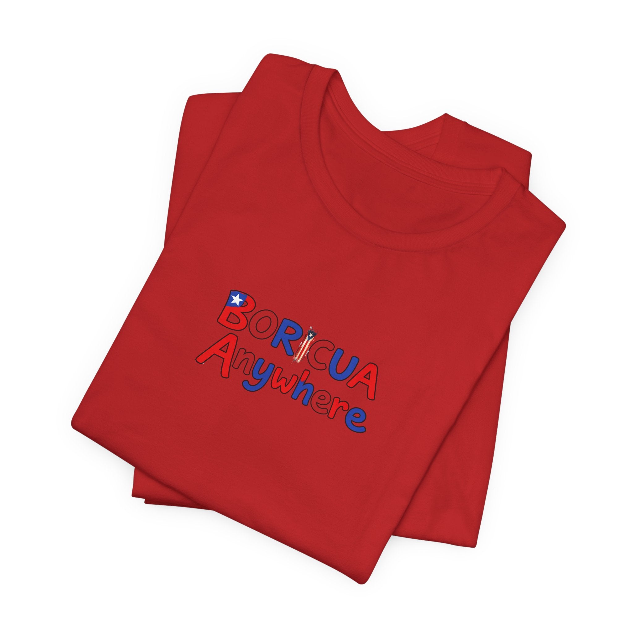 Boricua Anywhere T‑Shirt — Puerto Rican Pride Red & Blue Graphic Tee