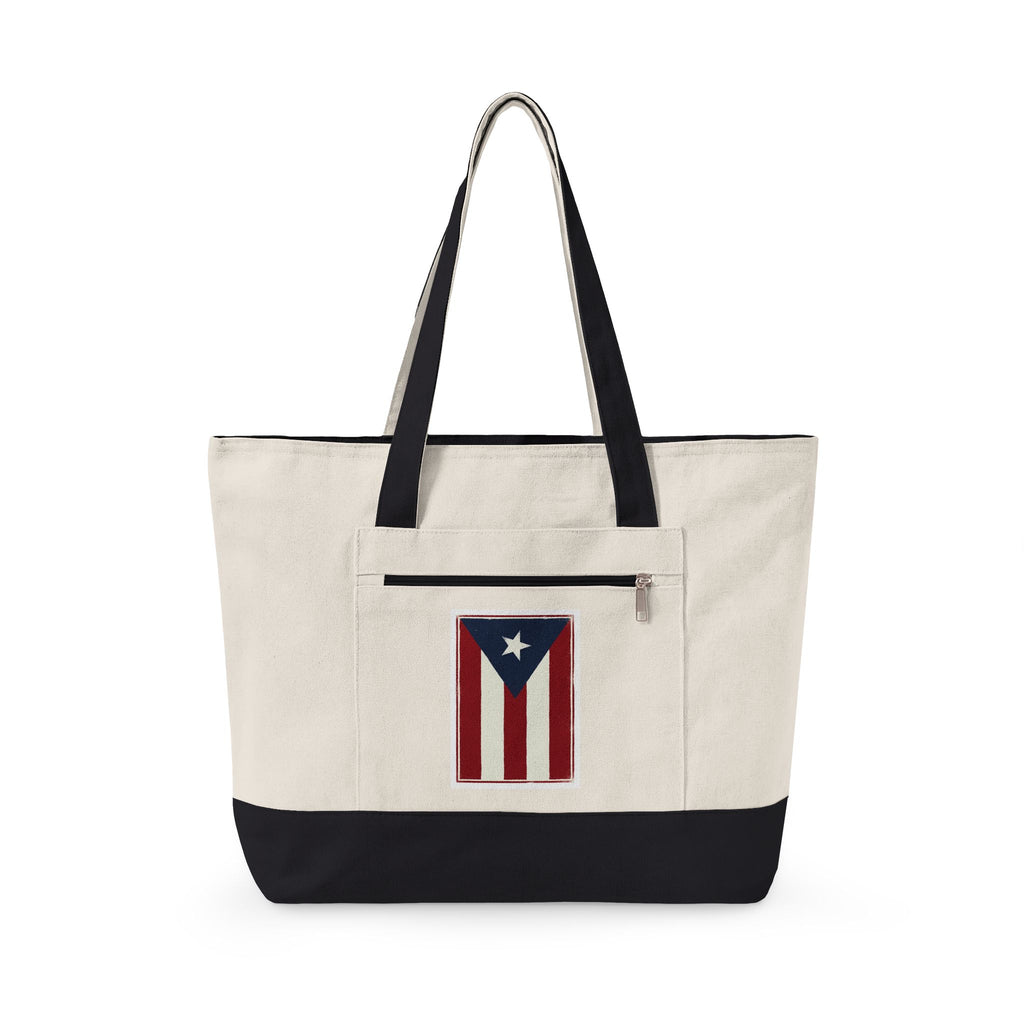 Tote - Puerto Rico Flag Zippered Beach & Market Bag