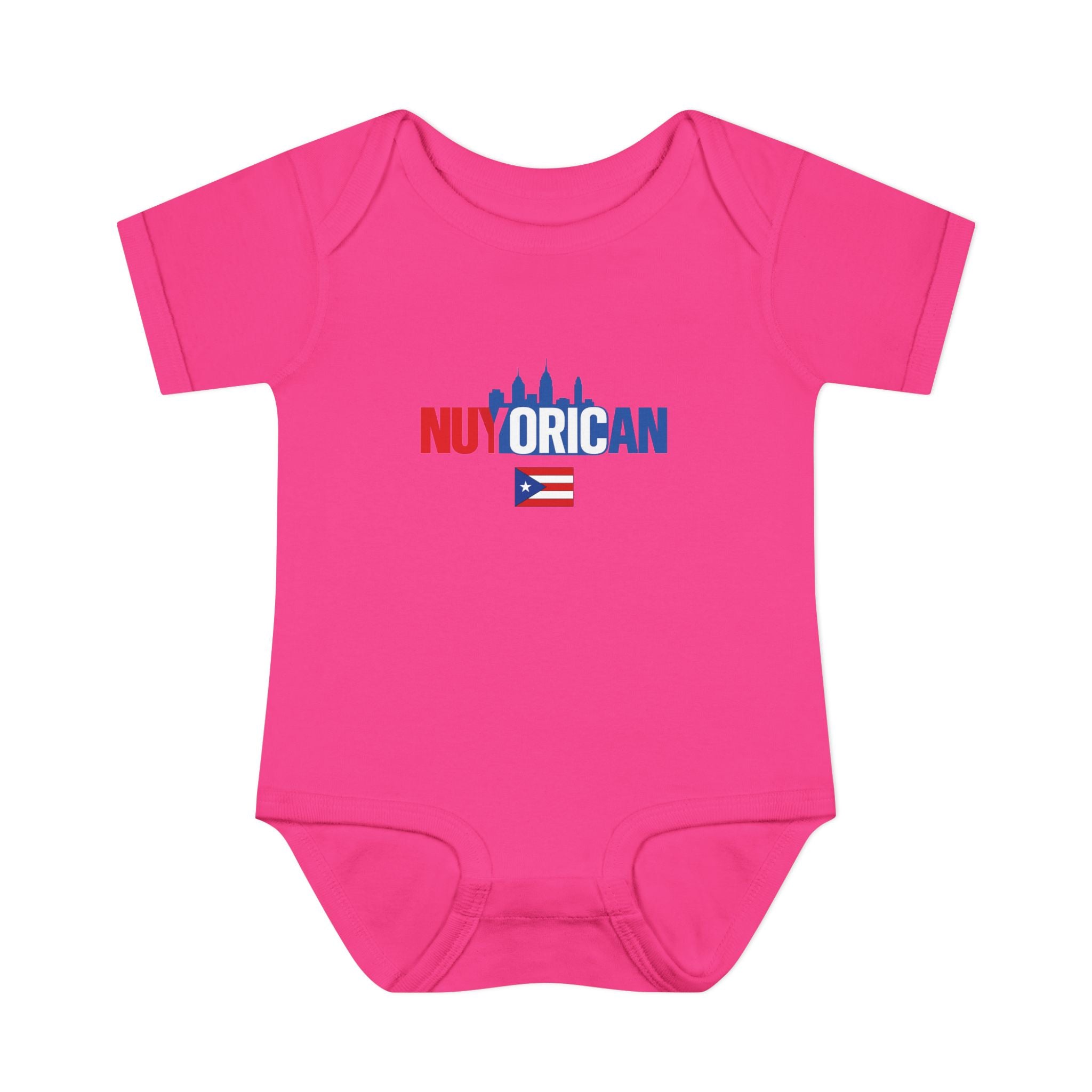 Nuyorican Baby Bodysuit – NYC Skyline Infant Onesie (Red & Blue)