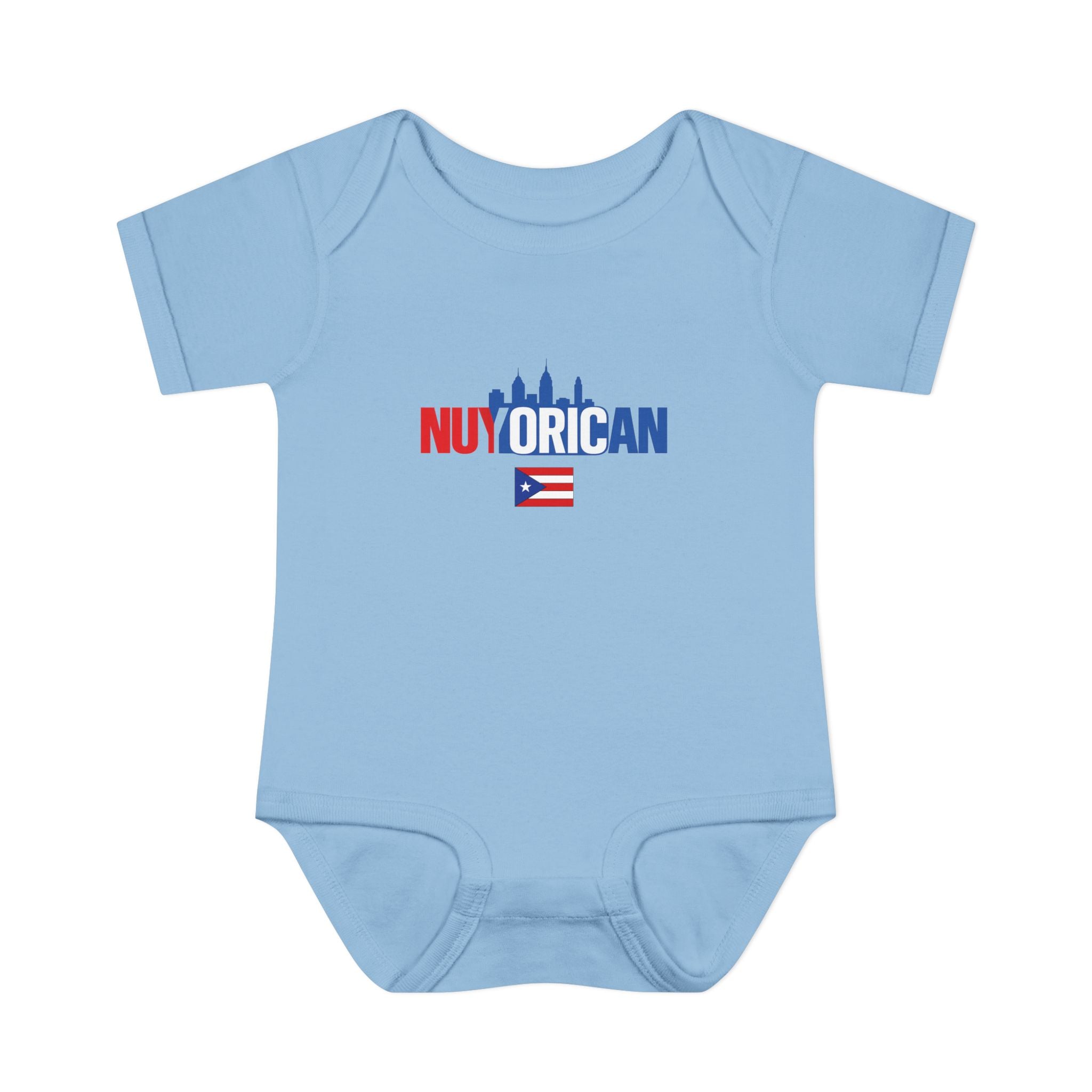 Nuyorican Baby Bodysuit – NYC Skyline Infant Onesie (Red & Blue)