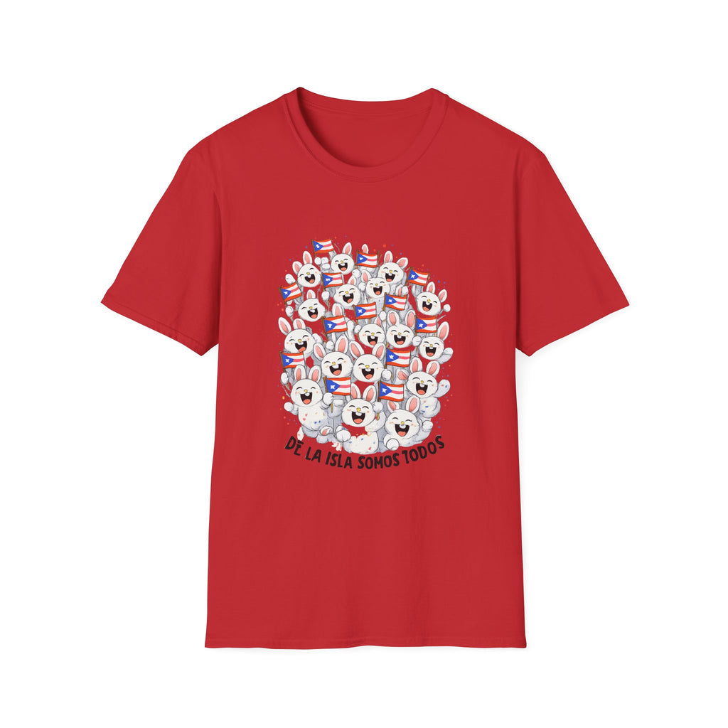 De La Isla Somos Todos T-Shirt — Puerto Rican Pride Flag Cartoon Crew Tee