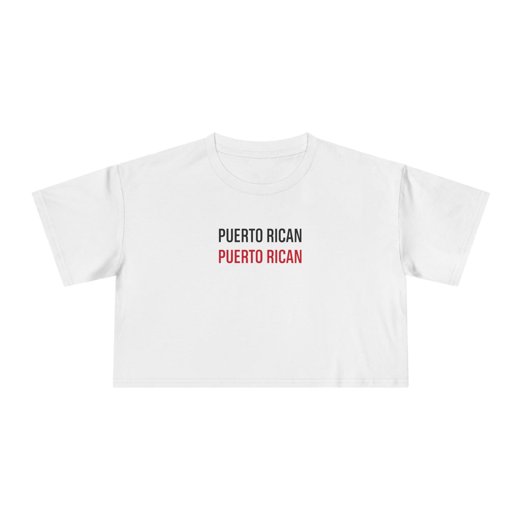 Puerto Rican Crop Tee — 'PUERTO RICAN' Minimalist Pride Women’s Crop Top
