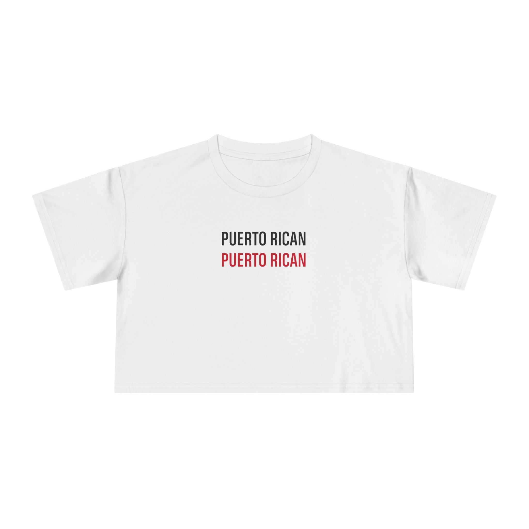 Puerto Rican Crop Tee — 'PUERTO RICAN' Minimalist Pride Women’s Crop Top