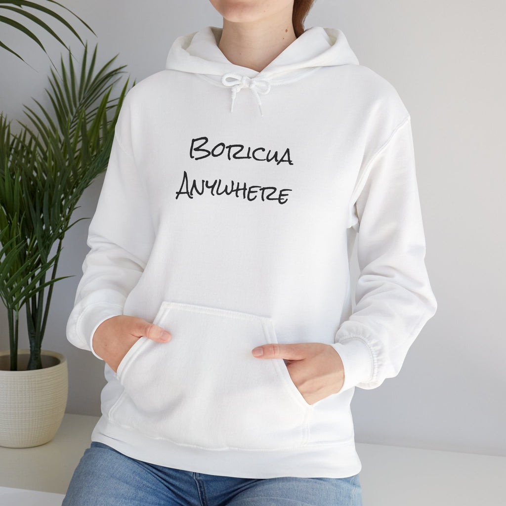 Boricua Anywhere Hoodie — Puerto Rican Pride Script Pullover