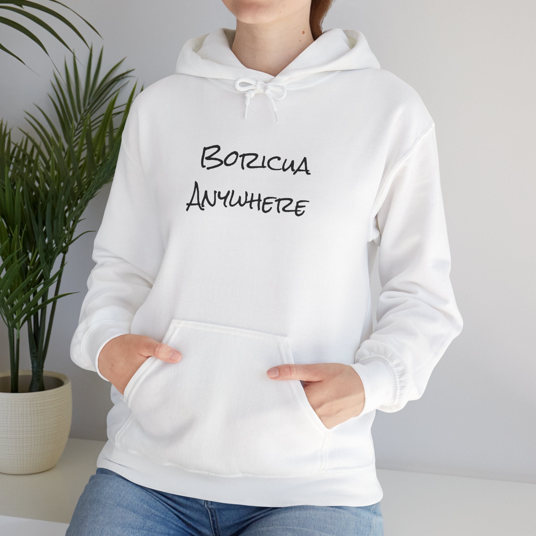 Boricua Anywhere Hoodie — Puerto Rican Pride Script Pullover