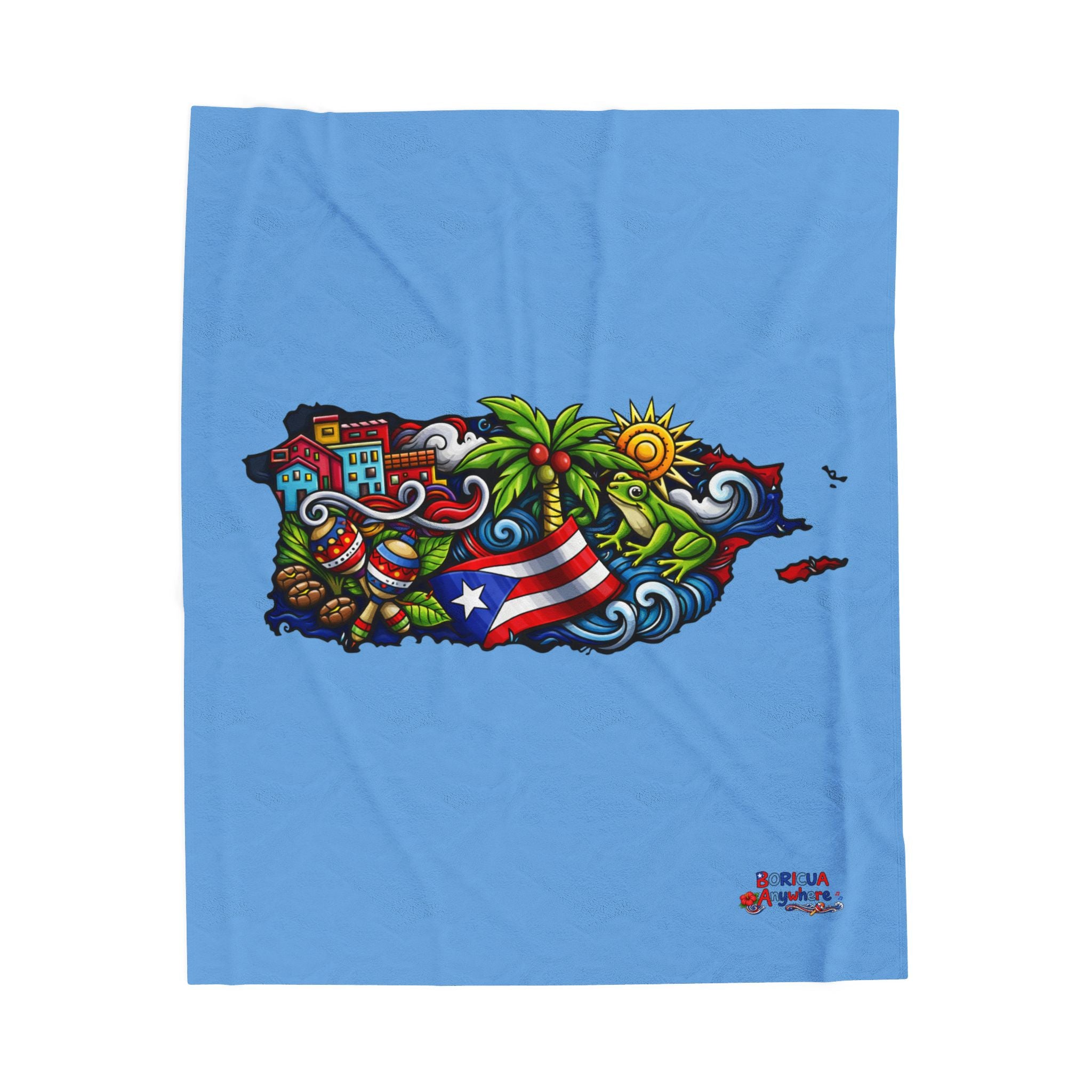 Puerto Rico Velveteen Plush Blanket