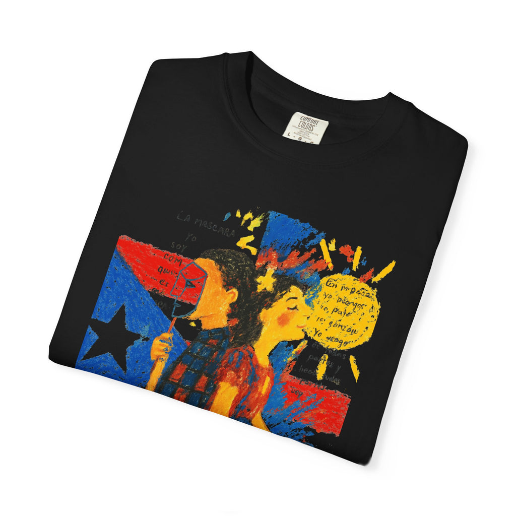 Puerto Rican Flag Art T-Shirt Julia de Burgos homenaje— "The Dua Julia" Illustrated Graphic Tee