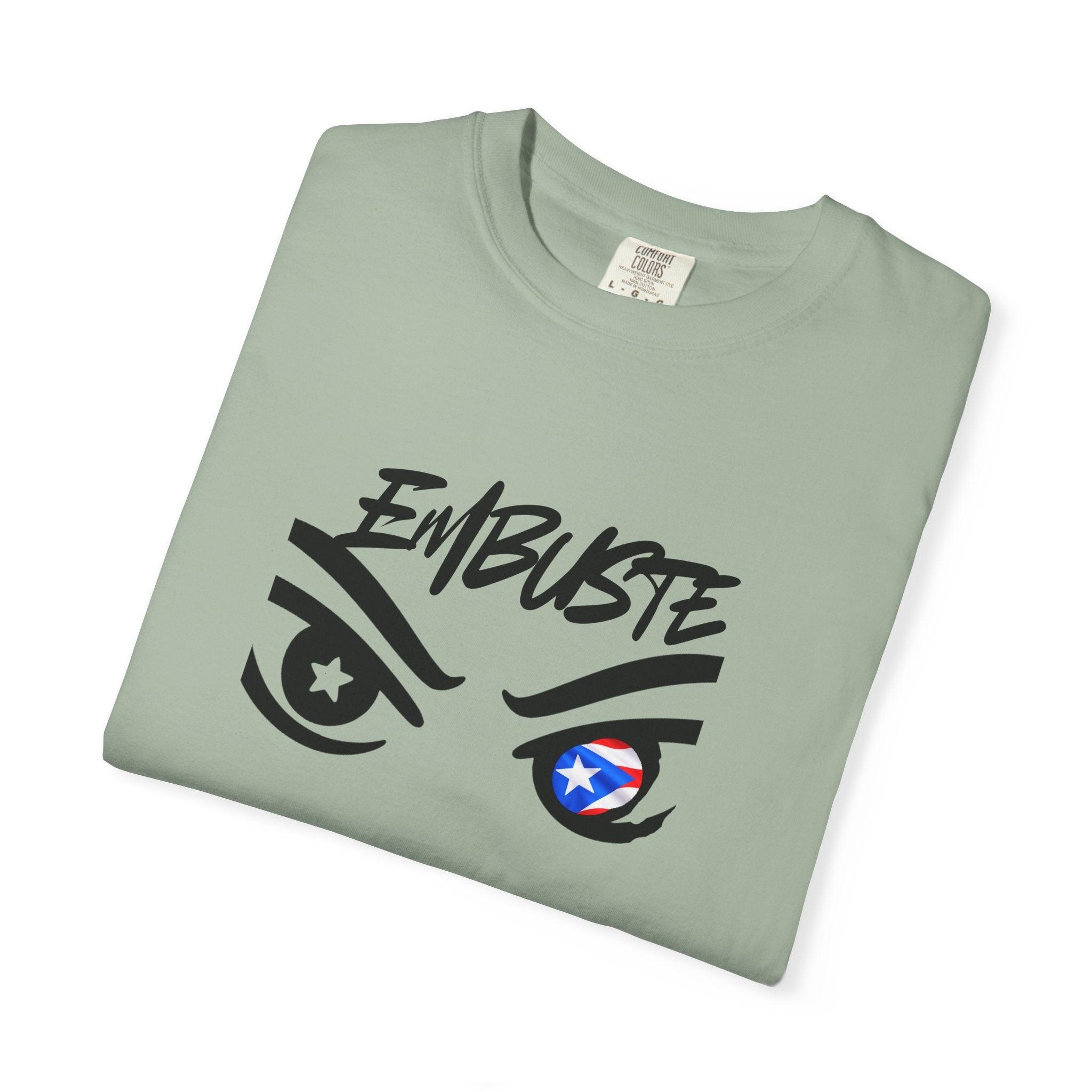 Embuste Eyes Graphic T-Shirt — Bold Script & Star-Spangled Eye Design