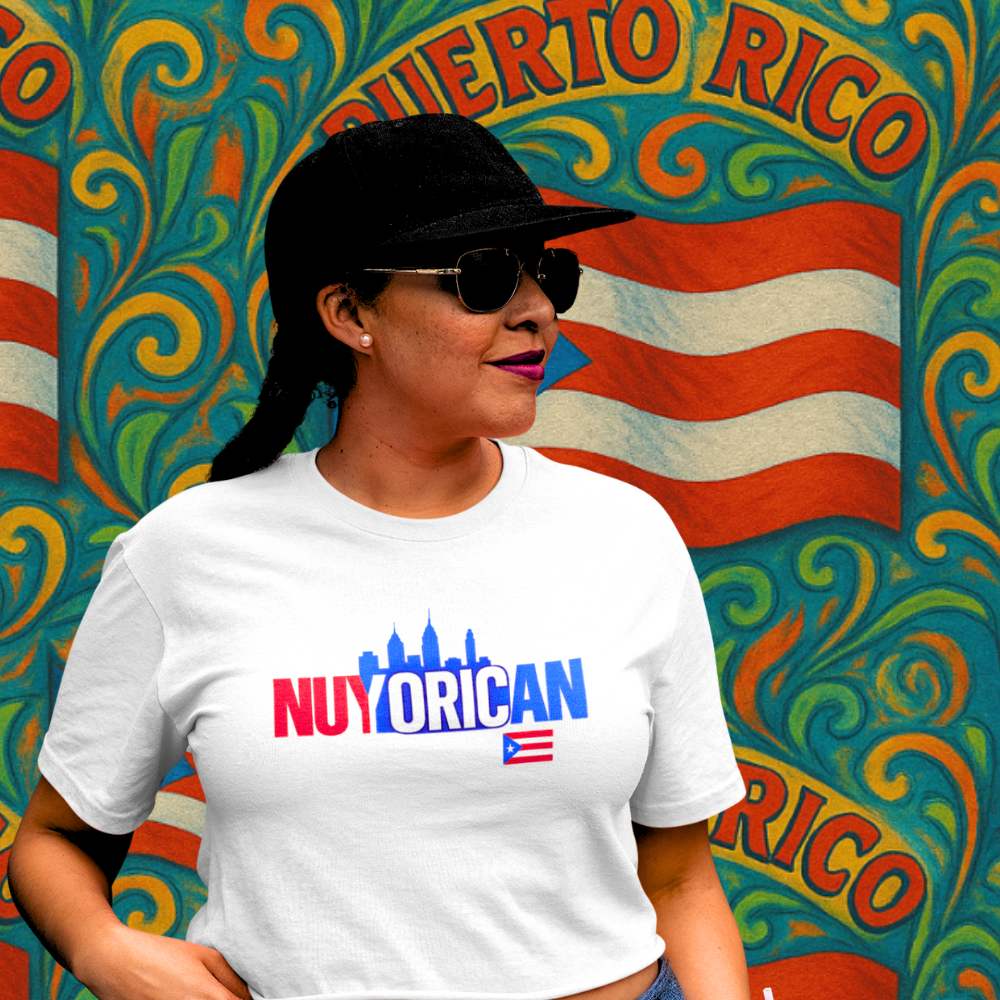 Nuyorican Skyline T-Shirt with Puerto Rico Flag – Retro NYC Pride Tee