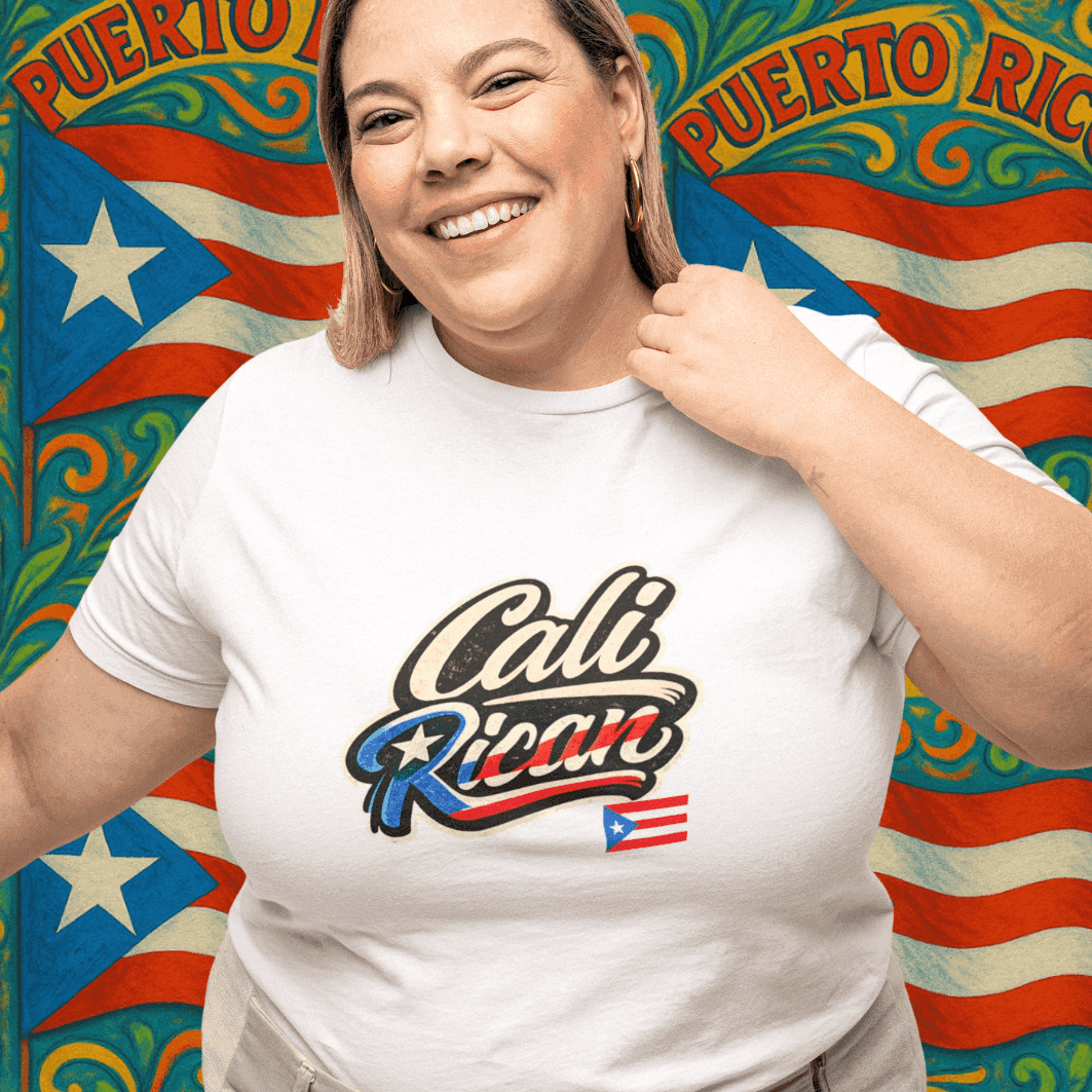 Cali Rican T-Shirt — Retro Puerto Rico Flag Script Tee