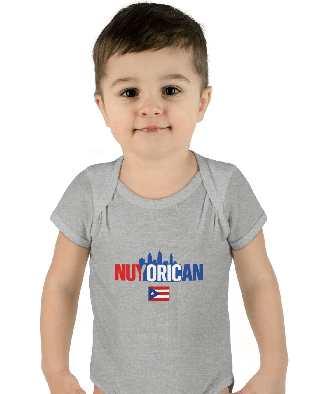 Nuyorican Baby Bodysuit – NYC Skyline Infant Onesie (Red & Blue)