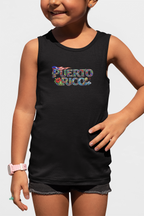 Puerto Rico Kids Tank Top — Colorful Island Map & Flag Graphic
