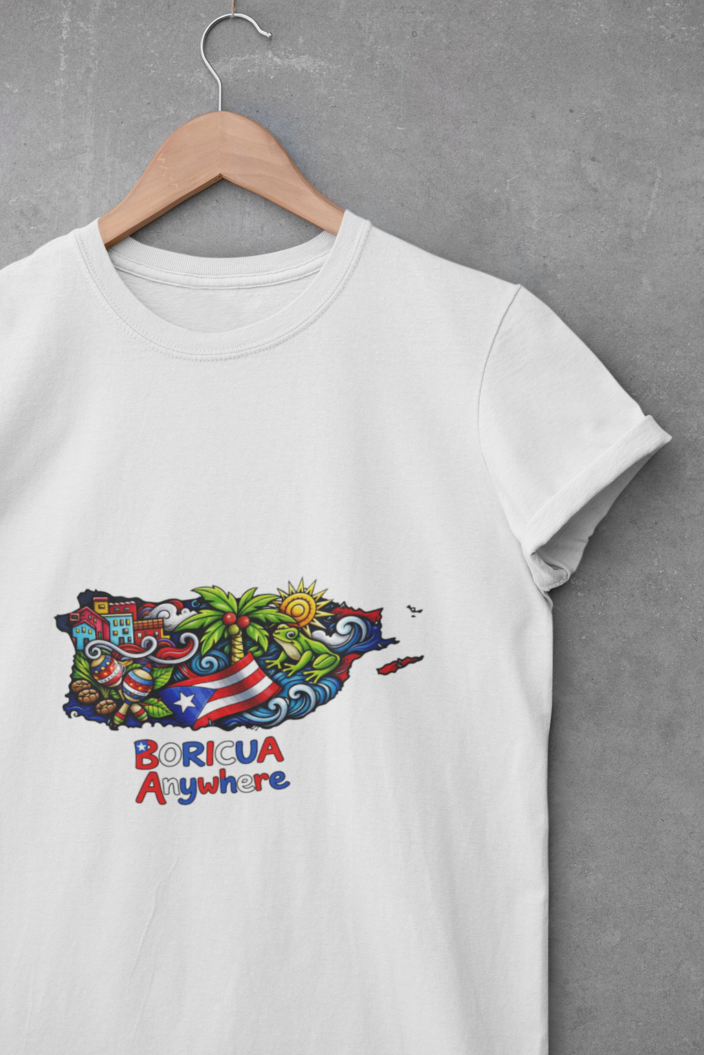 Women's Crop Tee — Colorful Puerto Rico Floral Map Graphic