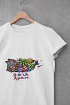Women's Crop Tee — Colorful Puerto Rico Floral Map Graphic
