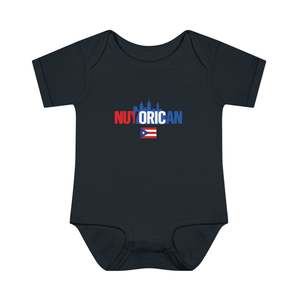 Nuyorican Baby Bodysuit – NYC Skyline Infant Onesie (Red & Blue)