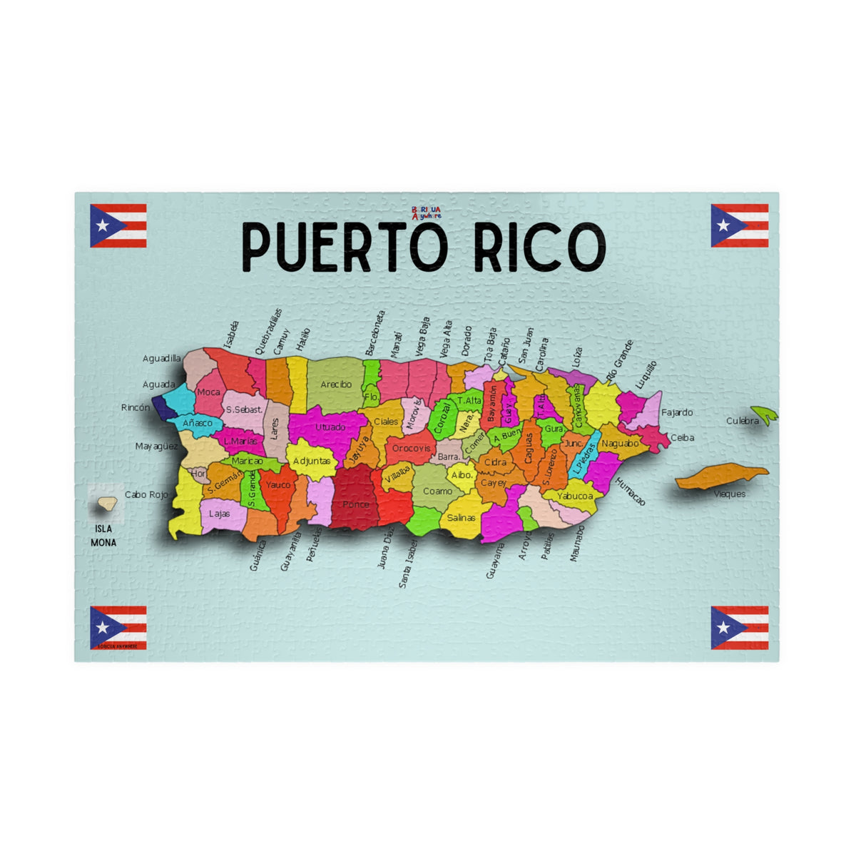 Puerto Rico Map Puzzle 500/1014 Piece | Colorful Municipalities Jigsaw