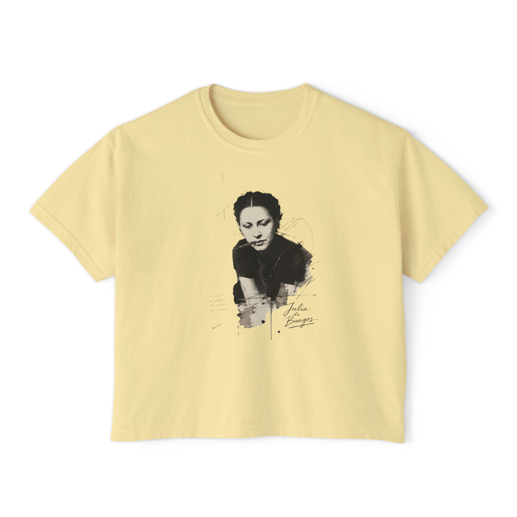 Boxy Tee — Vintage Portrait Graphic "Julia de Burgos" poem Women's Cropped T-Shirt