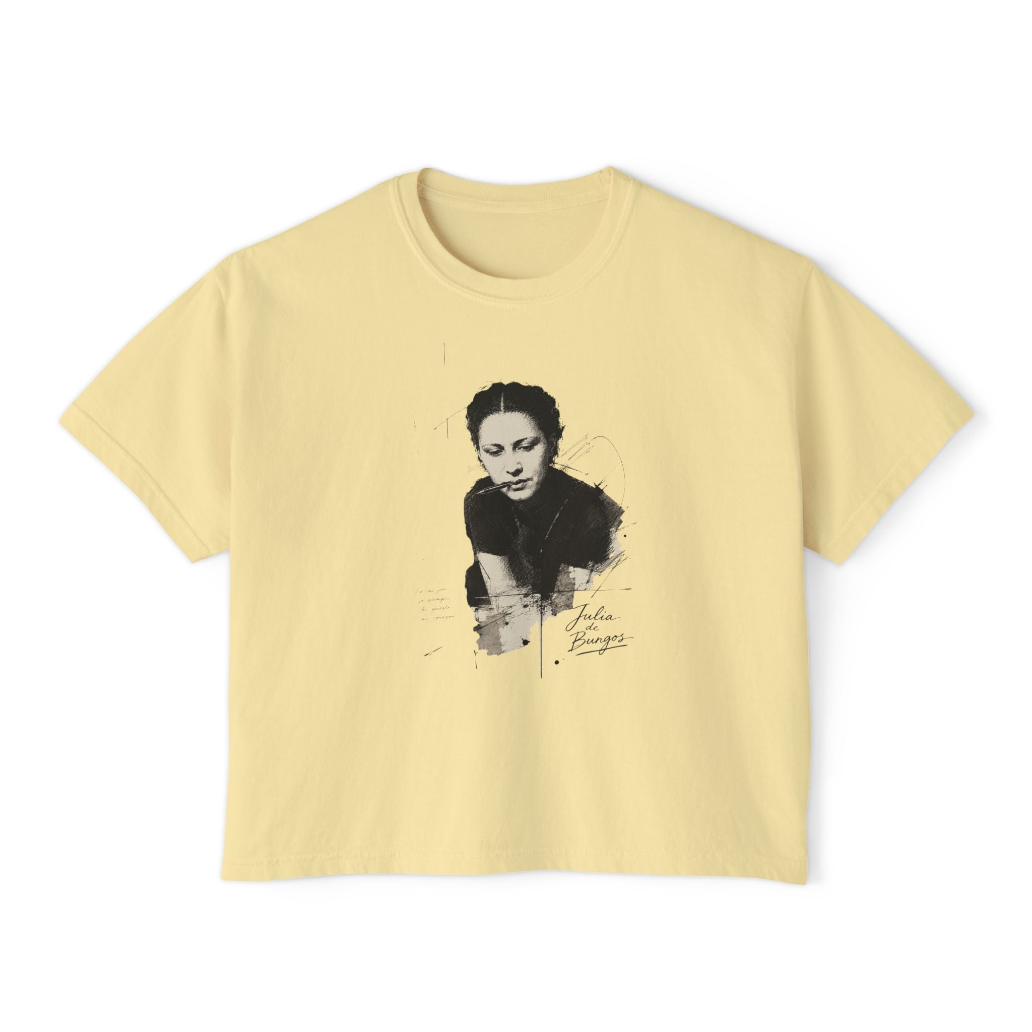 Boxy Tee — Vintage Portrait Graphic "Julia de Burgos" poem Women's Cropped T-Shirt