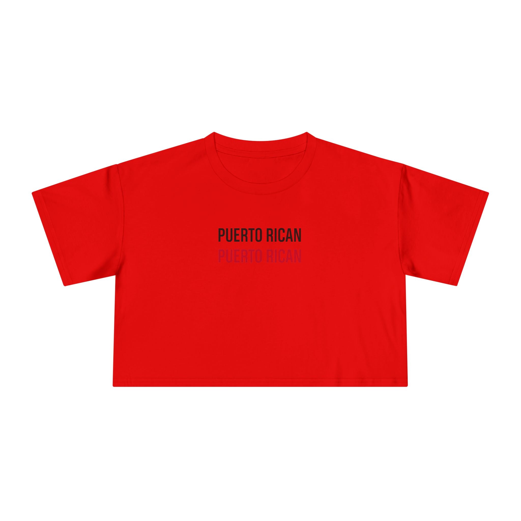 Puerto Rican Crop Tee — 'PUERTO RICAN' Minimalist Pride Women’s Crop Top