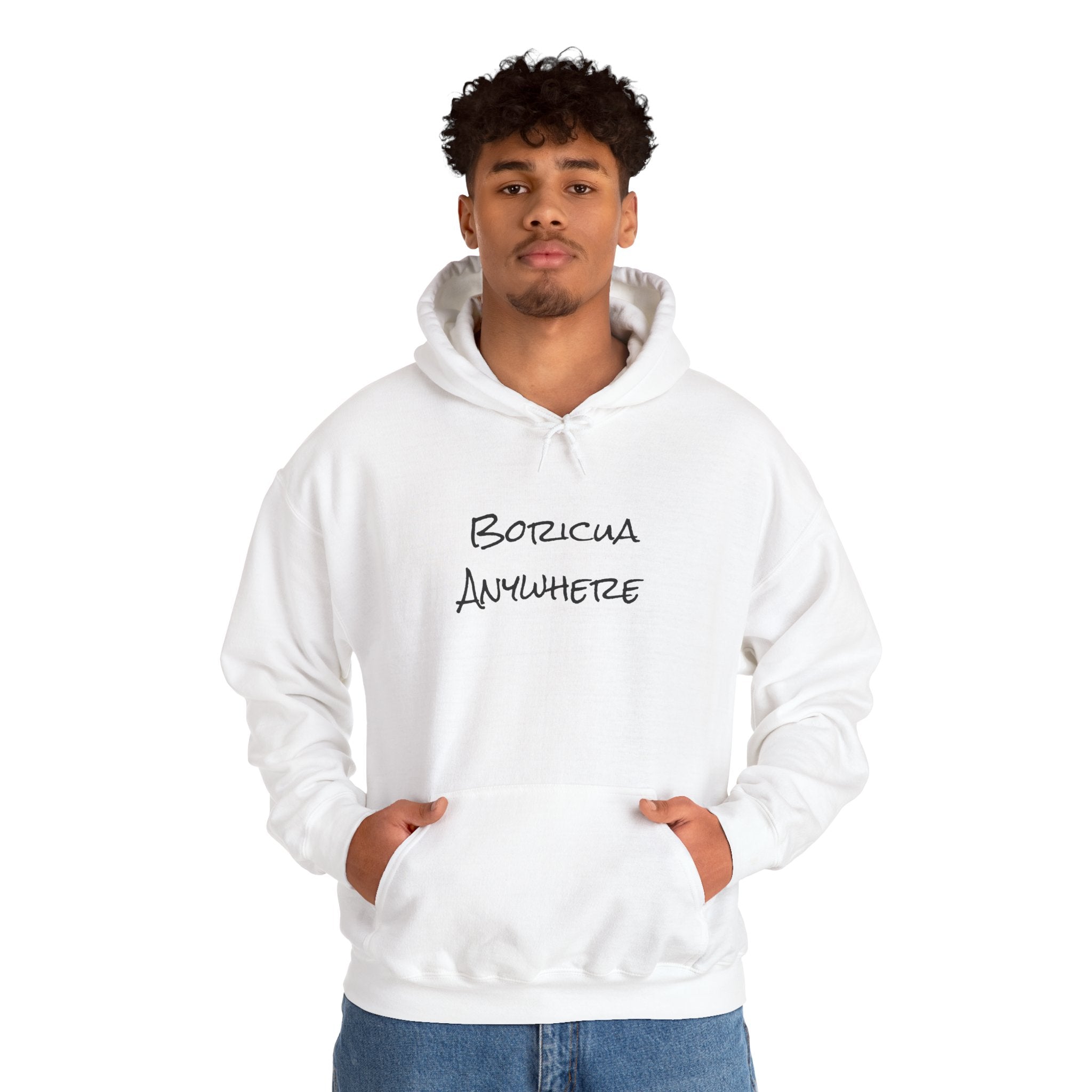Boricua Anywhere Hoodie — Puerto Rican Pride Script Pullover
