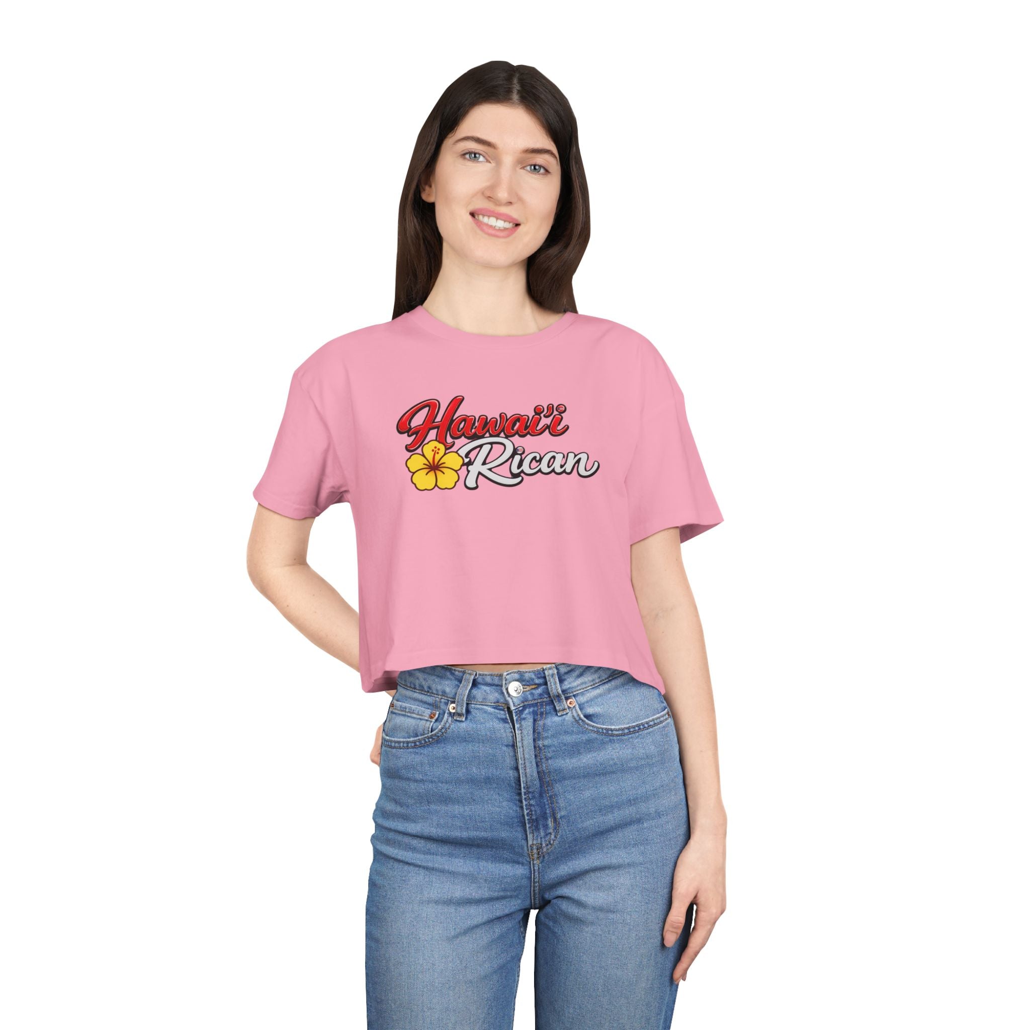 Hawaiian Rican Crop Tee — Floral Island Pride Women’s Top