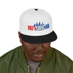 Patriotic USA Snapback Hat — Embroidered Red White & Blue Flag Lettering