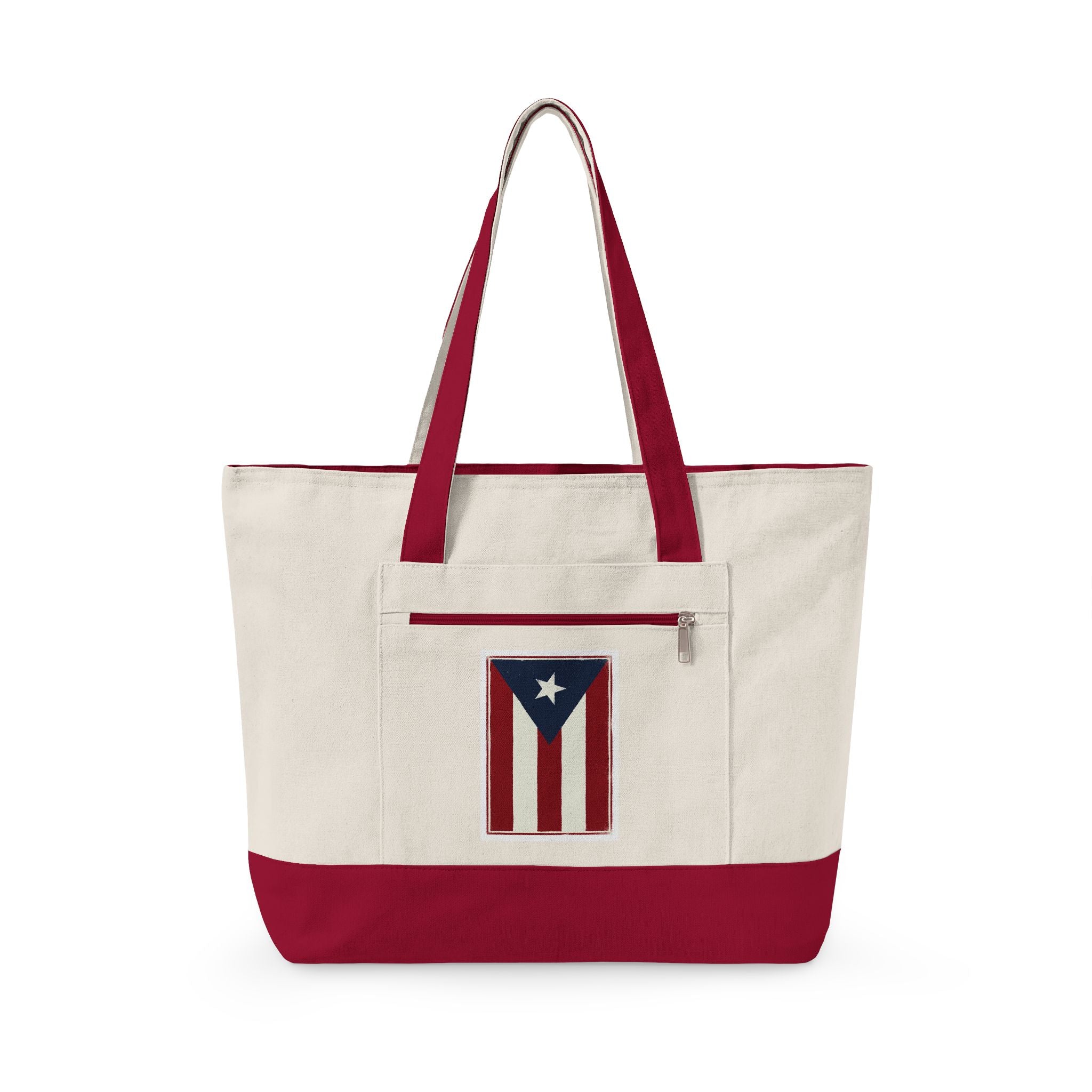 Tote - Puerto Rico Flag Zippered Beach & Market Bag