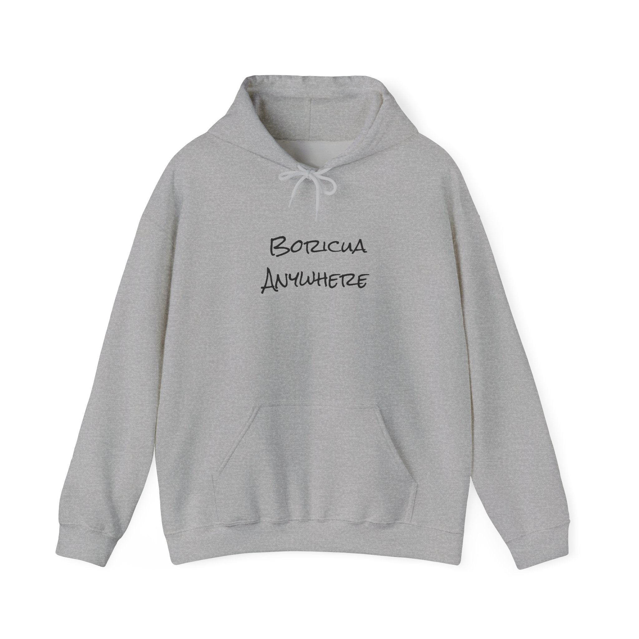 Boricua Anywhere Hoodie — Puerto Rican Pride Script Pullover