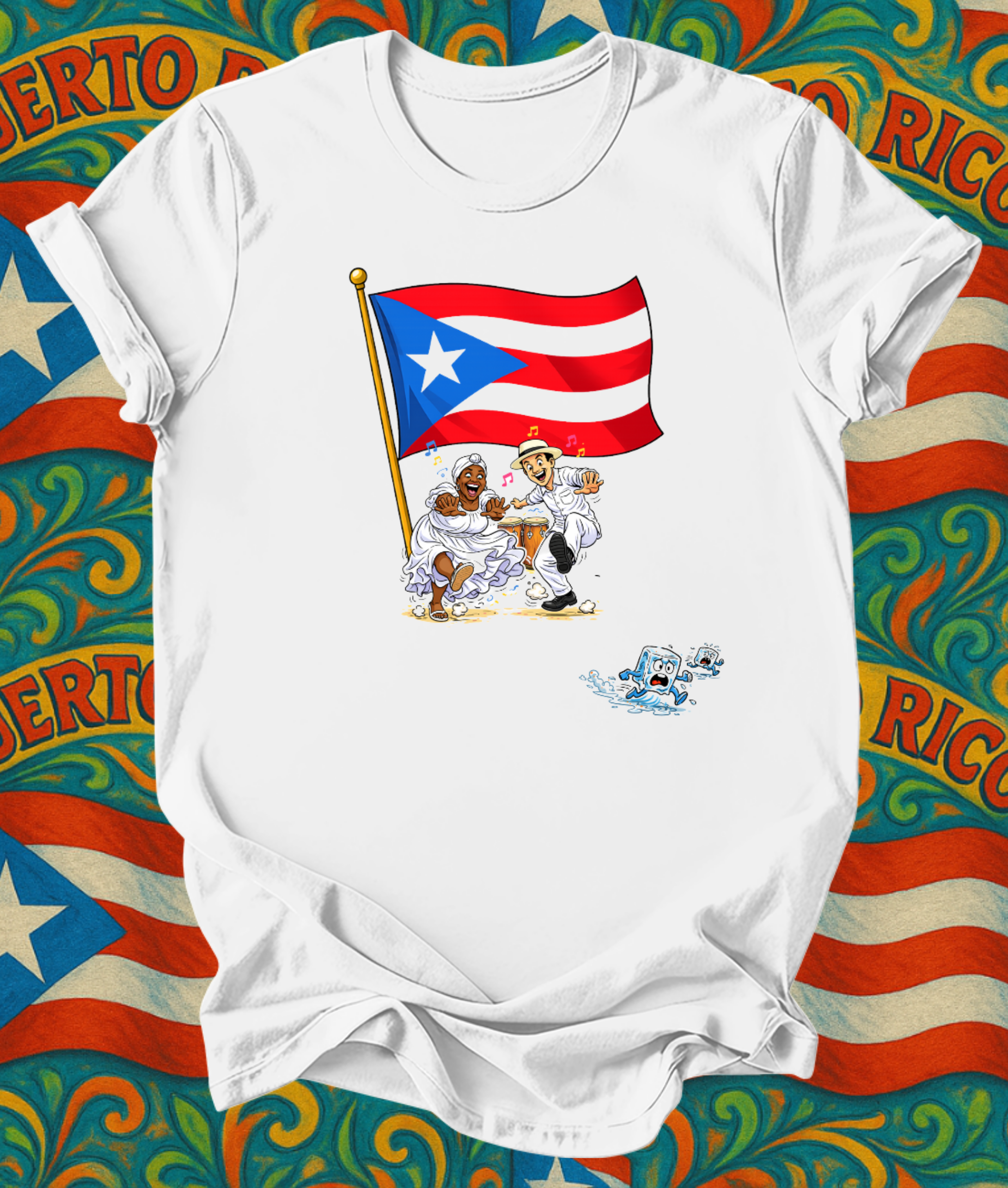 Short sleeve P rican Flag & bomba dance t shirt